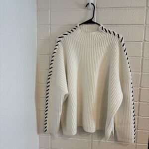 Paisie white and black ribbed sweater